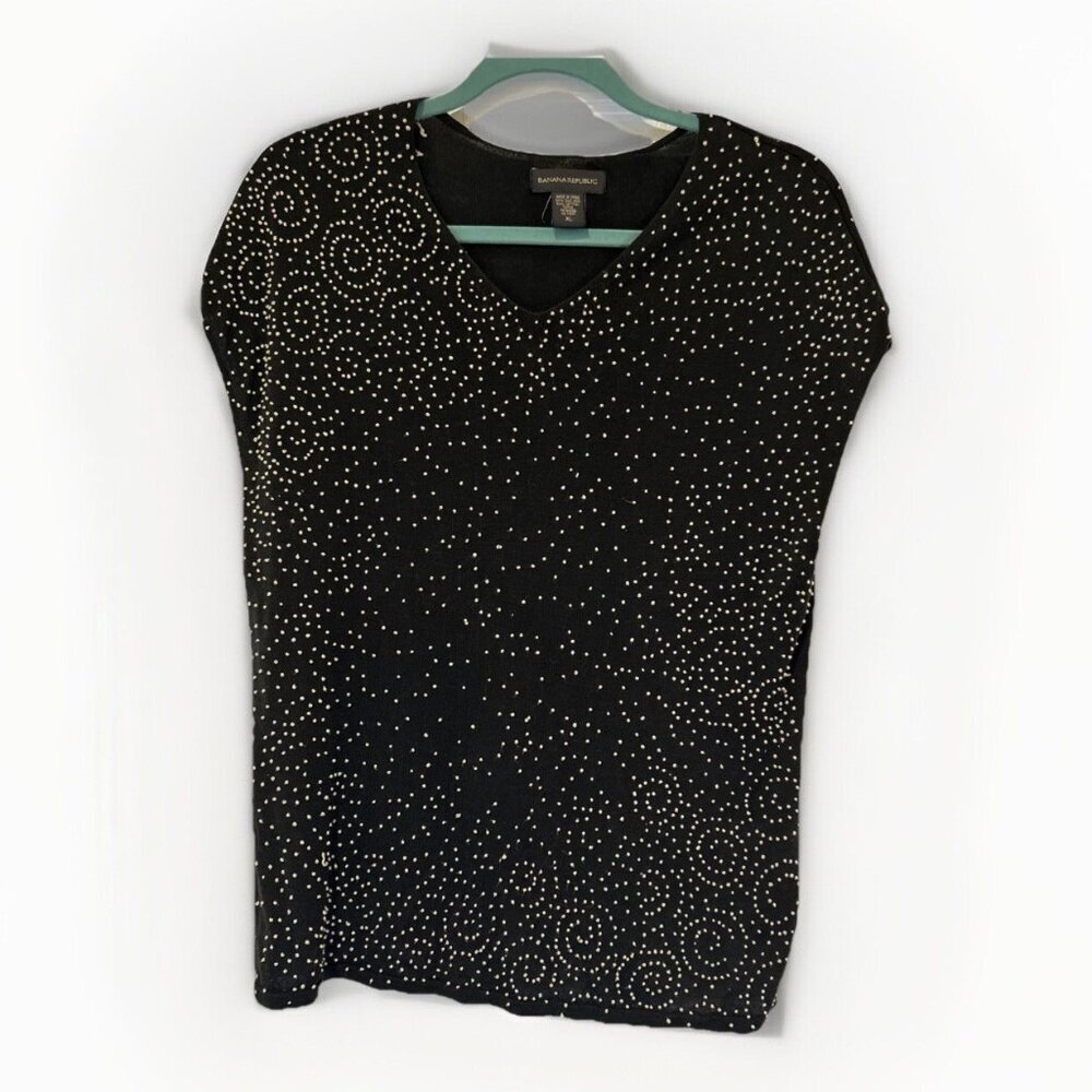 Banana Republic Black Sweater with Cream Swirl Accents